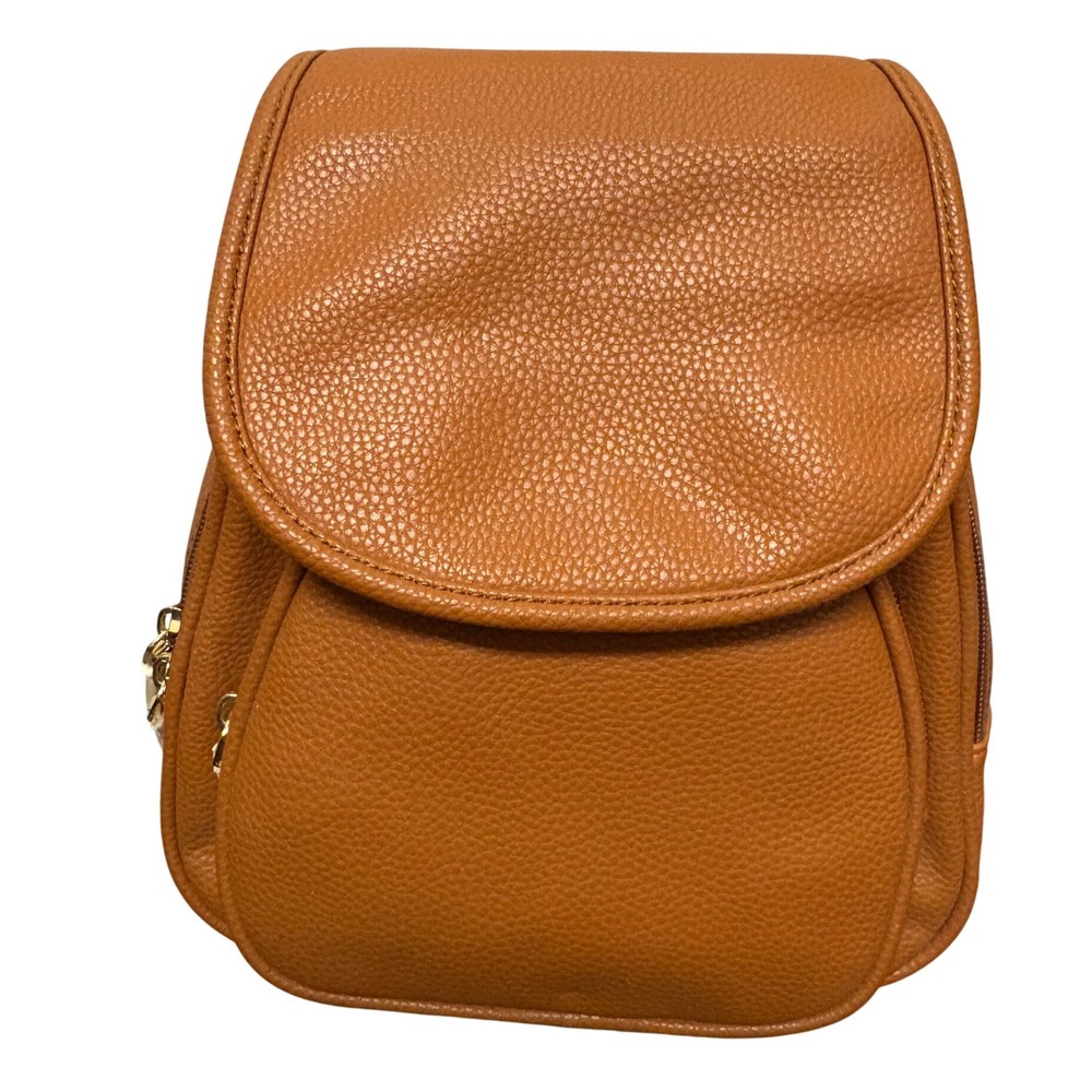 Isabelle Small Faux Leather Backpack –‎ Cognac Brown, NWT